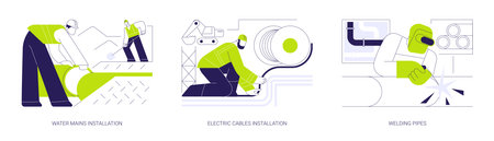 Underground utility installation abstract concept vector illustrations.のイラスト素材