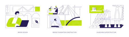 Bridge building abstract concept vector illustrations.のイラスト素材