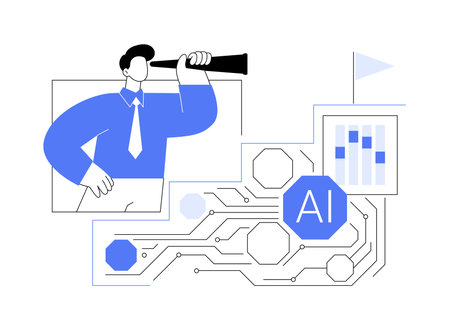 AI-Enhanced Performance Evaluation abstract concept vector illustration.のイラスト素材
