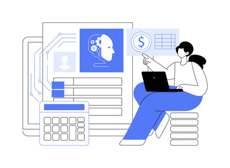 AI-Backed Payroll and Benefits Management abstract concept vector illustration.のイラスト素材