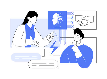 AI-Assisted Conflict Resolution abstract concept vector illustration.のイラスト素材