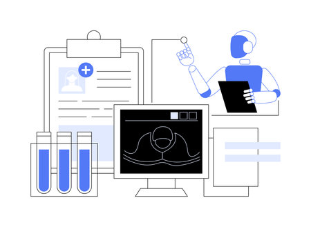 AI-Enhanced Medical Diagnosis abstract concept vector illustration.のイラスト素材