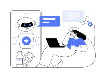 AI-Powered Healthcare Chatbots abstract concept vector illustration.のイラスト素材