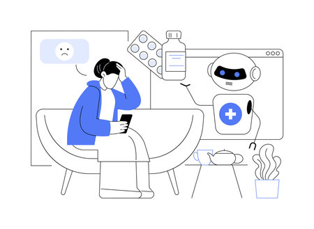 AI-Enhanced Telemedicine abstract concept vector illustration.のイラスト素材