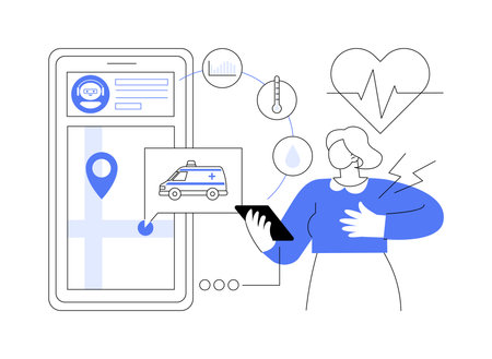 AI-Enhanced Emergency Response abstract concept vector illustration.のイラスト素材