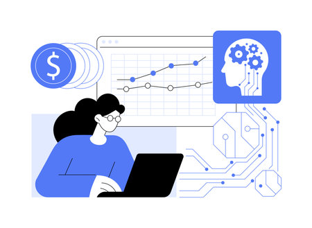 AI-Enhanced Financial Forecasting abstract concept vector illustration.のイラスト素材