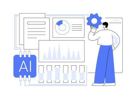 AI-Enhanced Compliance and Regulatory Reporting abstract concept vector illustration.のイラスト素材