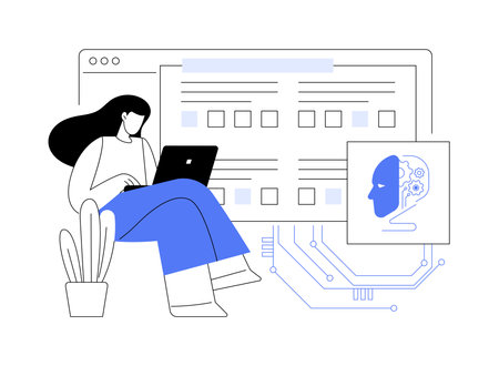 AI-Enhanced Student Assessment abstract concept vector illustration.のイラスト素材