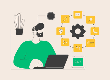 Contact center abstract concept vector illustration.のイラスト素材