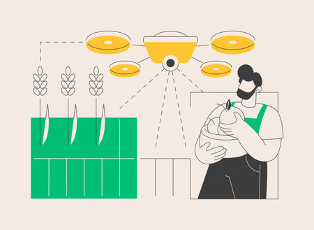 Agriculture drone use abstract concept vector illustration.のイラスト素材