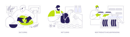 Meat curing abstract concept vector illustrations.のイラスト素材