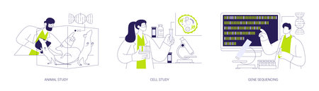 Lab research abstract concept vector illustrations.のイラスト素材