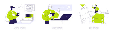 Safety checks in airport abstract concept vector illustrations.のイラスト素材