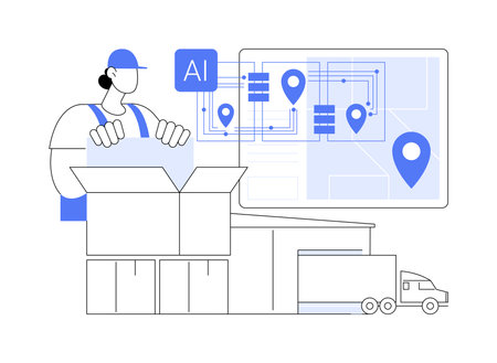 AI-Enhanced Supply Chain Optimization abstract concept vector illustration.のイラスト素材