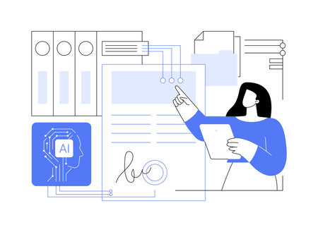 AI-Enhanced Legal Compliance abstract concept vector illustration.のイラスト素材