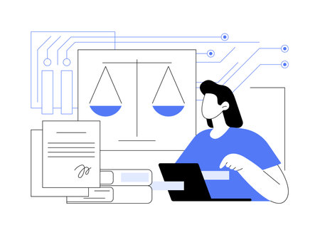 AI-Analyzed Legal Precedent abstract concept vector illustration.のイラスト素材