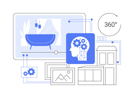 AI-Enhanced Virtual Tours abstract concept vector illustration.のイラスト素材