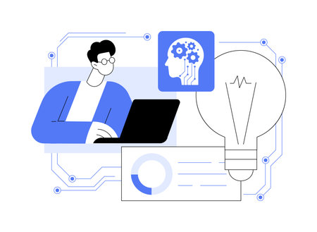 AI-Powered Energy Consumption Analysis abstract concept vector illustration.のイラスト素材