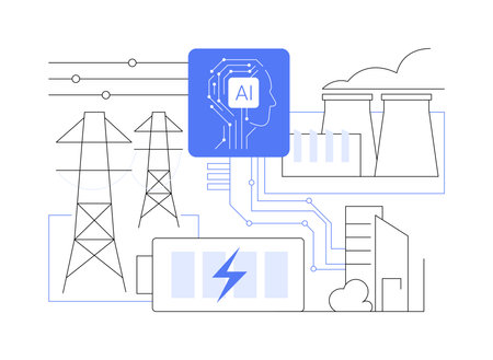AI-Enhanced Energy Grid Management abstract concept vector illustration.のイラスト素材