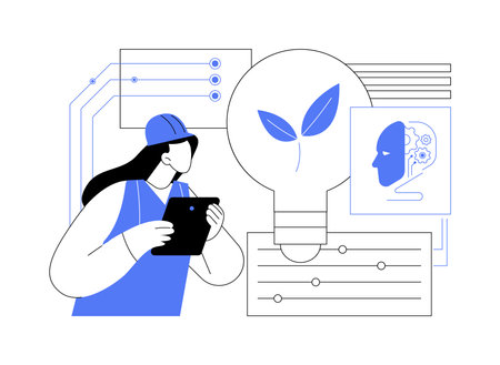 AI-Enhanced Energy Efficiency Consulting abstract concept vector illustration.のイラスト素材