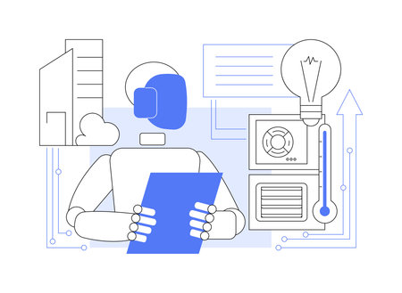 AI-Optimized Building Energy Management abstract concept vector illustration.のイラスト素材