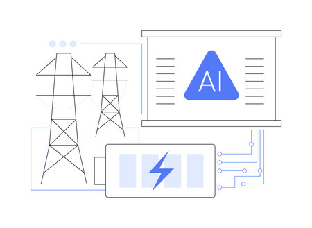 AI-Enhanced Energy Storage Solutions abstract concept vector illustration.のイラスト素材
