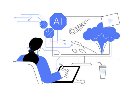 AI-Enhanced Post-Production abstract concept vector illustration.のイラスト素材