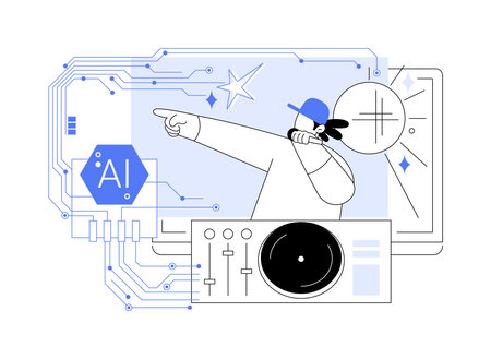AI-Backed Virtual Performances abstract concept vector illustration.のイラスト素材