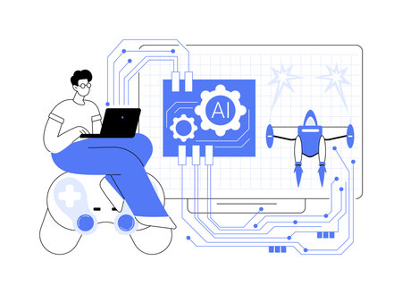 AI-Enhanced Gaming abstract concept vector illustration.のイラスト素材