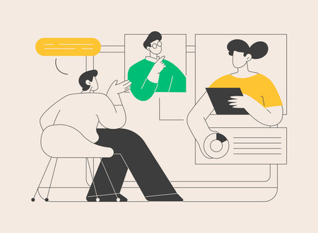Online meetup abstract concept vector illustration.のイラスト素材