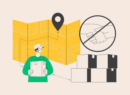 No-contact pick up and delivery abstract concept vector illustration.のイラスト素材
