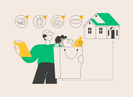 Grocery pick up service abstract concept vector illustration.のイラスト素材