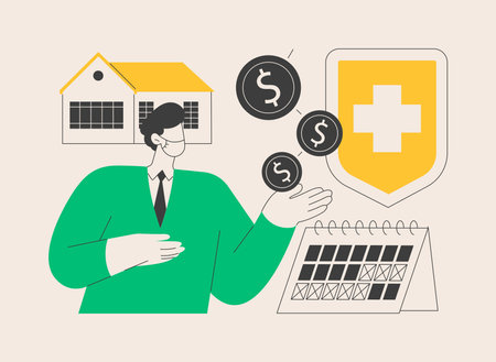Paid leave for quarantined workers abstract concept vector illustration.のイラスト素材