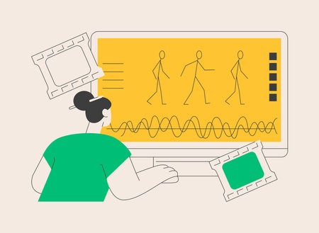 Computer animation abstract concept vector illustration.のイラスト素材