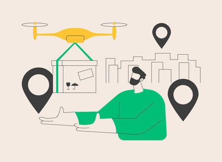 Drone delivery abstract concept vector illustration.のイラスト素材