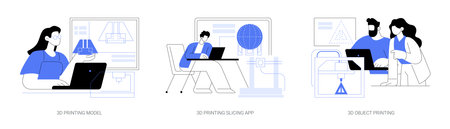 3D printing process isolated cartoon vector illustrations seのイラスト素材
