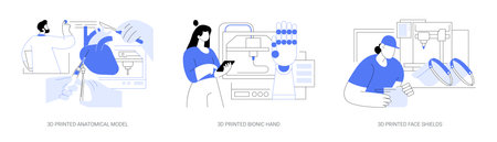 3D printing in healthcare isolated cartoon vector illustrations seのイラスト素材