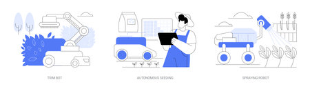 Use of robots in agriculture isolated cartoon vector illustrations seのイラスト素材
