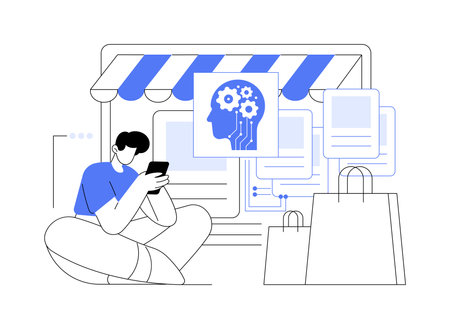 AI-Enhanced Personalized Shopping abstract concept vector illustration.のイラスト素材