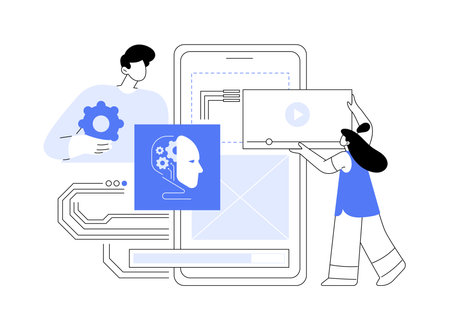 AI-Optimized Search and Navigation abstract concept vector illustration.のイラスト素材