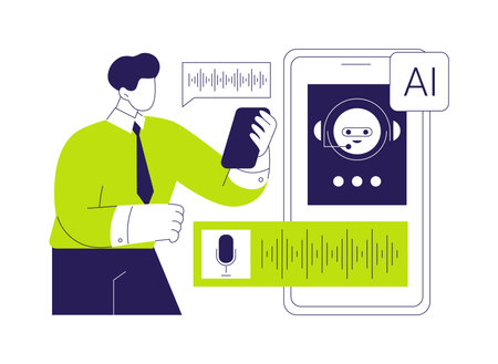 Voice-Activated Customer Support by AI abstract concept vector illustration.のイラスト素材
