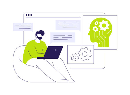 AI-Enhanced Chatbot Interactions abstract concept vector illustration.のイラスト素材