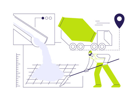 Pouring concrete abstract concept vector illustration.のイラスト素材