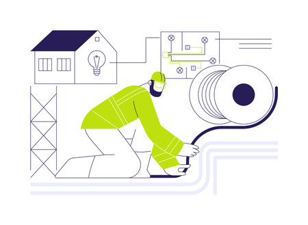 Laying electric cables abstract concept vector illustration.のイラスト素材