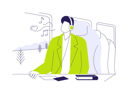 Comfortable train seats abstract concept vector illustration.のイラスト素材