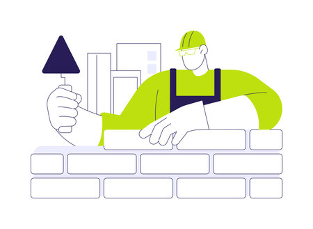 Laying bricks abstract concept vector illustration.のイラスト素材