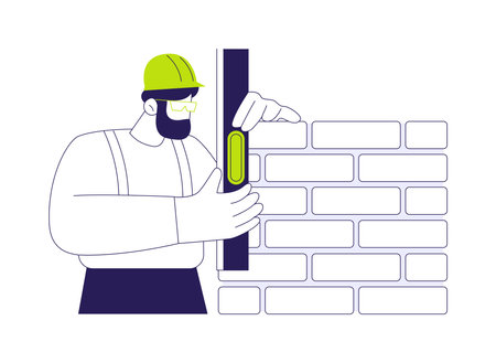 Levelling bricks abstract concept vector illustration.のイラスト素材