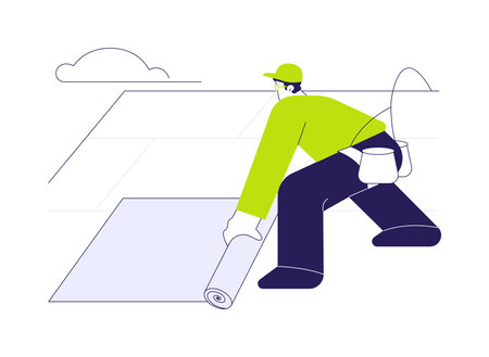 Installing roof underlayment abstract concept vector illustration.のイラスト素材
