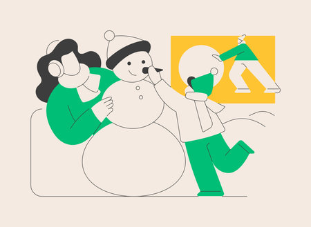 Building a snowman abstract concept vector illustration.のイラスト素材
