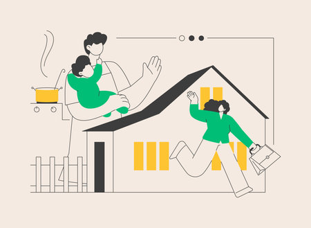 Stay-at-home dads abstract concept vector illustration.のイラスト素材